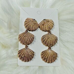 Elegant Gold-Toned Shell Drop Earrings